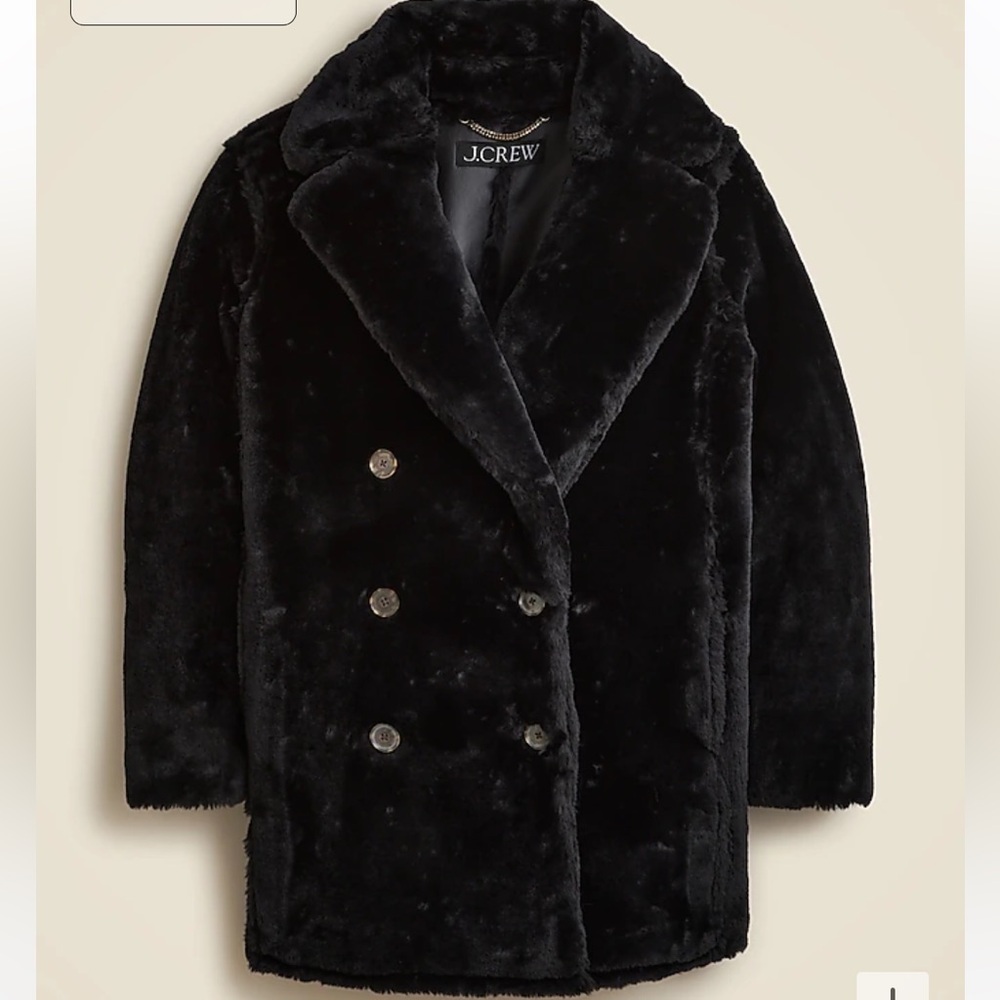 NEW J Crew Faux Fur Shearling Peacoat Medium Brand New 🖤